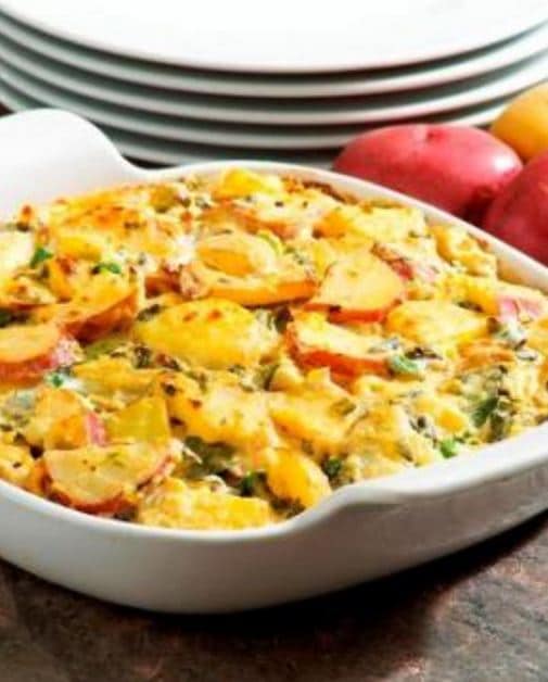 Spinach and Artichoke Heart Two Potato Casserole - USPB