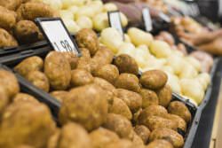 Supermarket display of potatoes