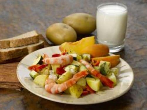 Yellow Potato and Red Pepper Shrimp Saute