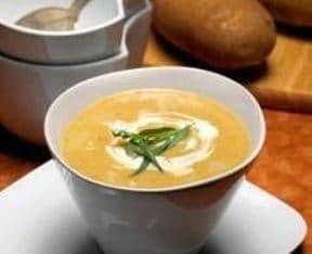 Creamy Potato Leek Soup with Tangy Tarragon Drizzle
