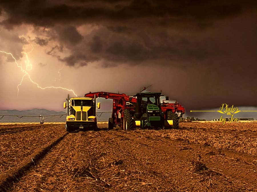 Animated Photo Of Two Trucks On Potato Farms In San Luis Valley